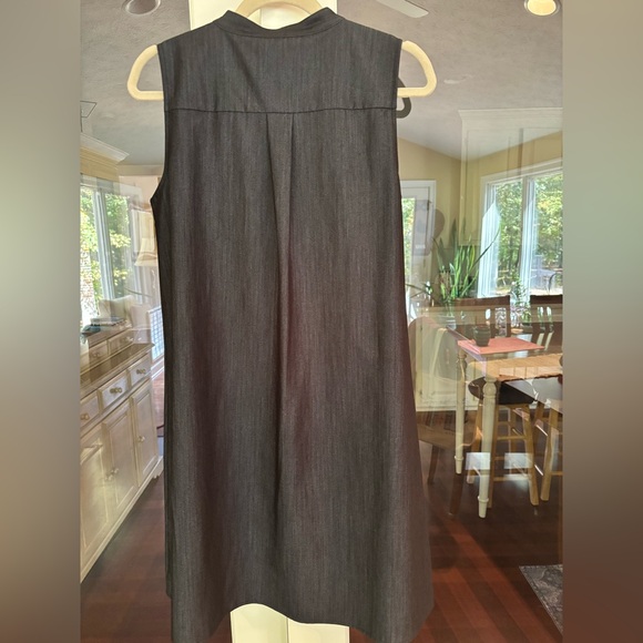 Calvin Klein Sleeveless Navy Blue Dress w/Gold button Accents - Picture 2 of 5